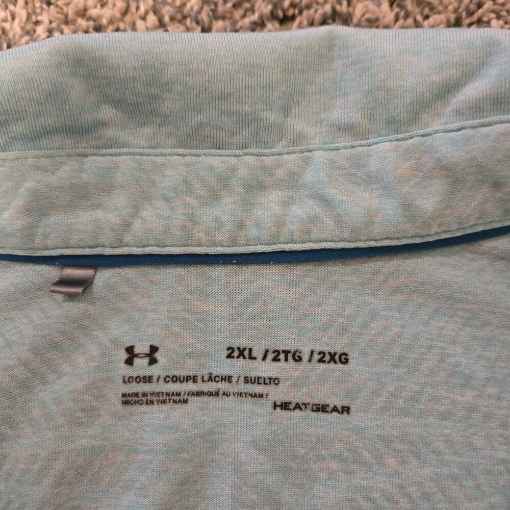 Under Armour Loose Fit Polo Shirt Light Blue 2XL - Picture 2 of 3
